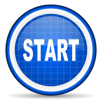 start blue glossy icon on white background