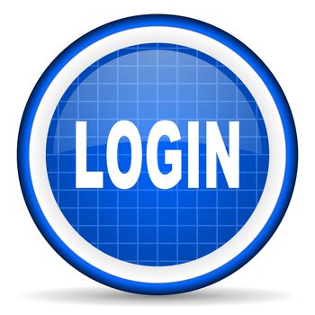 login blue glossy icon on white background