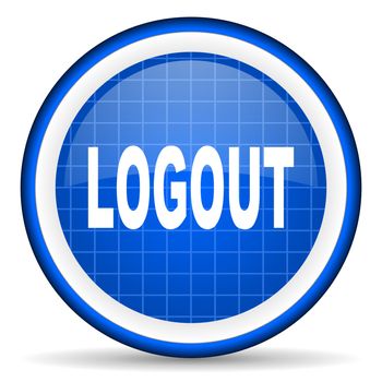logout blue glossy icon on white background