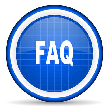 faq blue glossy icon on white background
