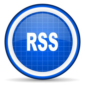 rss blue glossy icon on white background