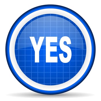 yes blue glossy icon on white background