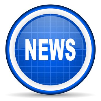 news blue glossy icon on white background