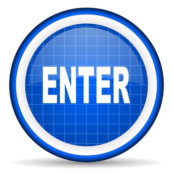 enter blue glossy icon on white background