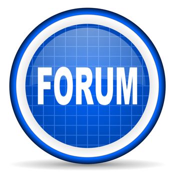 forum blue glossy icon on white background