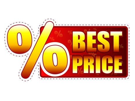 best price - red and yellow label with text and percentage sign
