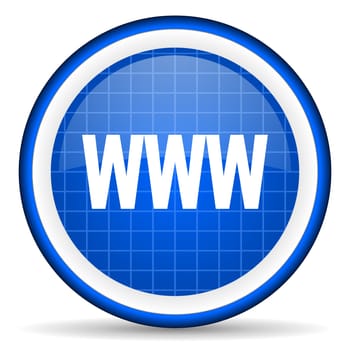 www blue glossy icon on white background