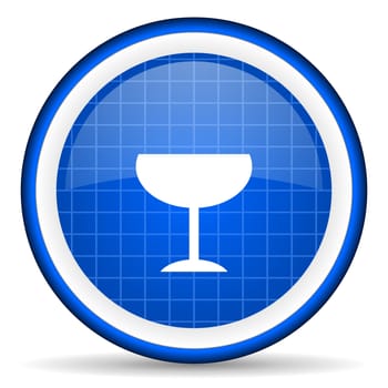 glass blue glossy icon on white background