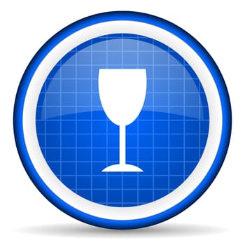 glass blue glossy icon on white background