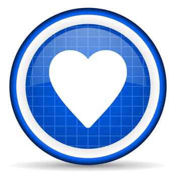 heart blue glossy icon on white background