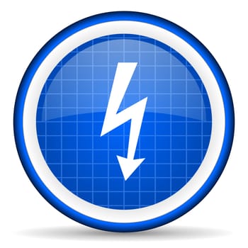 lightning blue glossy icon on white background