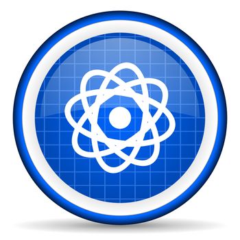 atom blue glossy icon on white background