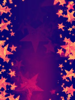 shining golden stars over violet background, abstract christmas card