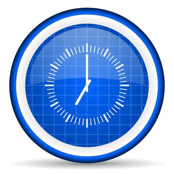 clock blue glossy icon on white background