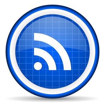 rss blue glossy icon on white background