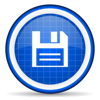 disk blue glossy icon on white background