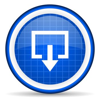 exit blue glossy icon on white background
