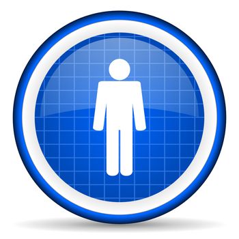 man blue glossy icon on white background