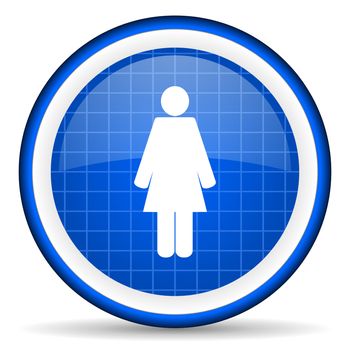 woman blue glossy icon on white background