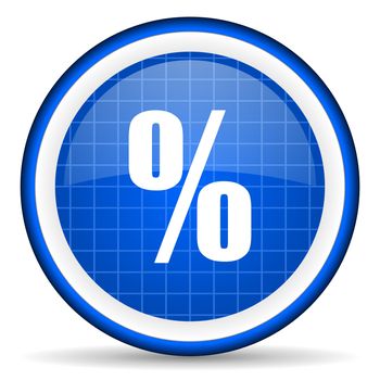 percent blue glossy icon on white background