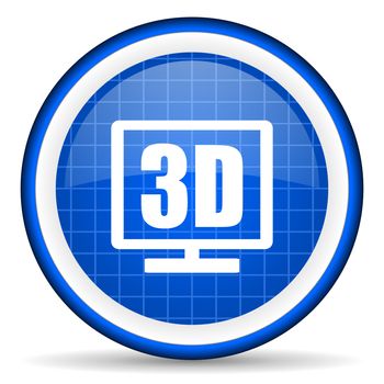 3d display blue glossy icon on white background