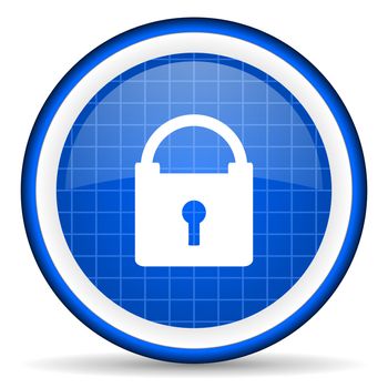 protect blue glossy icon on white background