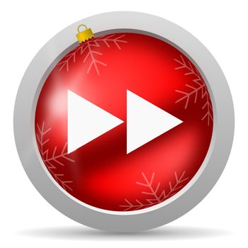 scroll red glossy christmas icon on white background