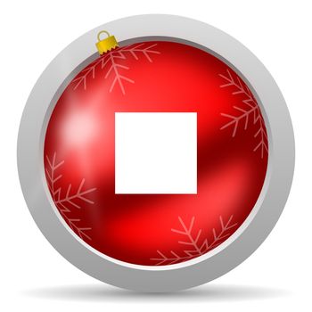 stop red glossy christmas icon on white background