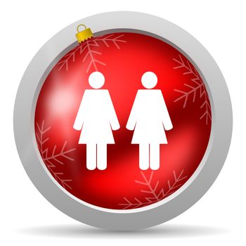 couple red glossy christmas icon on white background