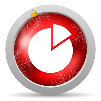 chart red glossy christmas icon on white background