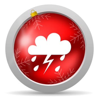 weather red glossy christmas icon on white background