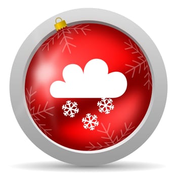 weather red glossy christmas icon on white background