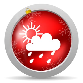 weather red glossy christmas icon on white background