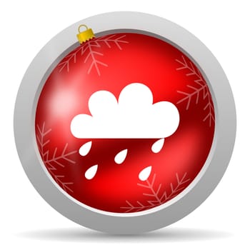 weather red glossy christmas icon on white background