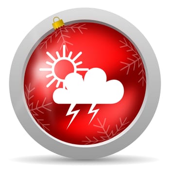 weather red glossy christmas icon on white background