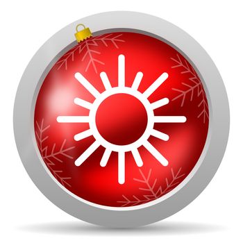 sun red glossy christmas icon on white background