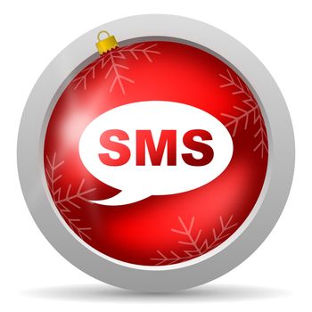 sms red glossy christmas icon on white background