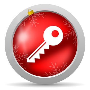 key red glossy christmas icon on white background