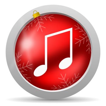 music red glossy christmas icon on white background