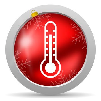 thermometer red glossy christmas icon on white background
