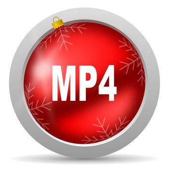 mp4 red glossy christmas icon on white background