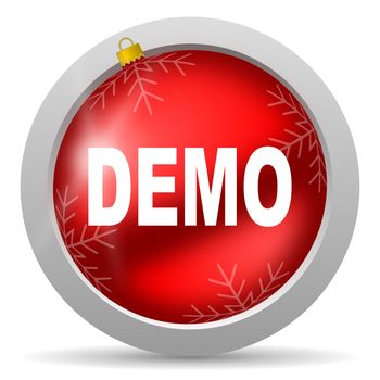 demo red glossy christmas icon on white background