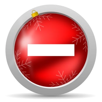 minus red glossy christmas icon on white background