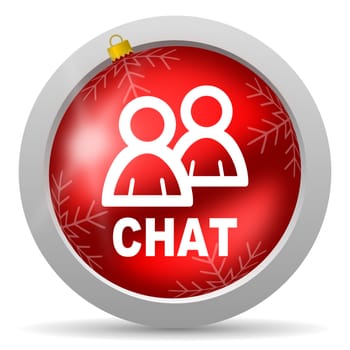 chat red glossy christmas icon on white background