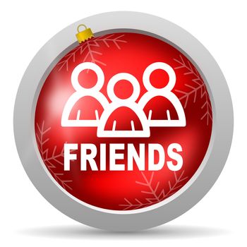 friends red glossy christmas icon on white background