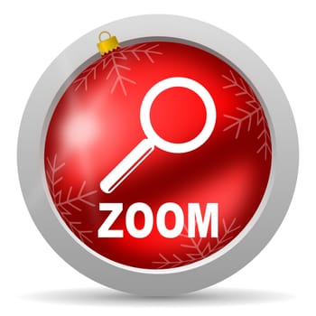zoom red glossy christmas icon on white background