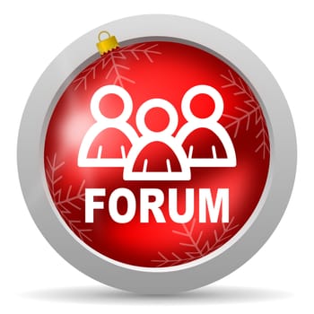 forum red glossy christmas icon on white background