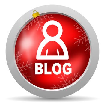 blog red glossy christmas icon on white background