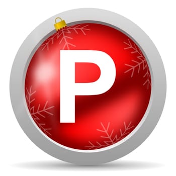 park red glossy christmas icon on white background