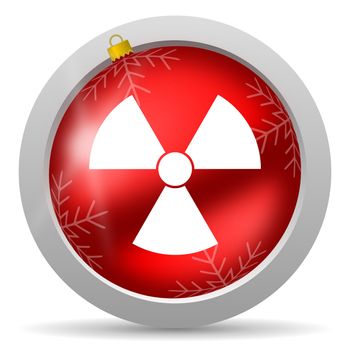 radiation red glossy christmas icon on white background